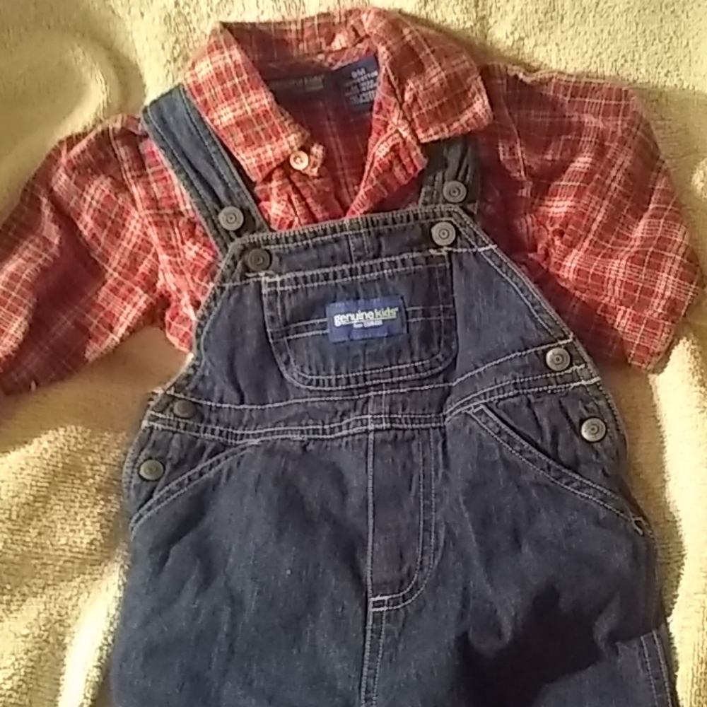 Flannel lined overalls and matching shirt